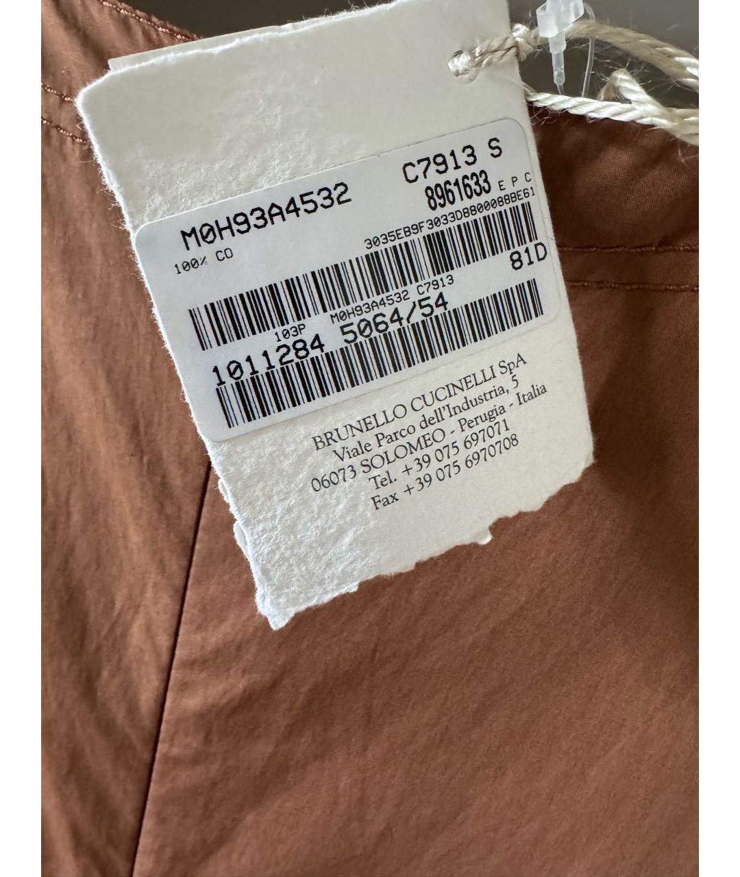 BRUNELLO CUCINELLI Коричневое хлопковое коктейльное платье, фото 3