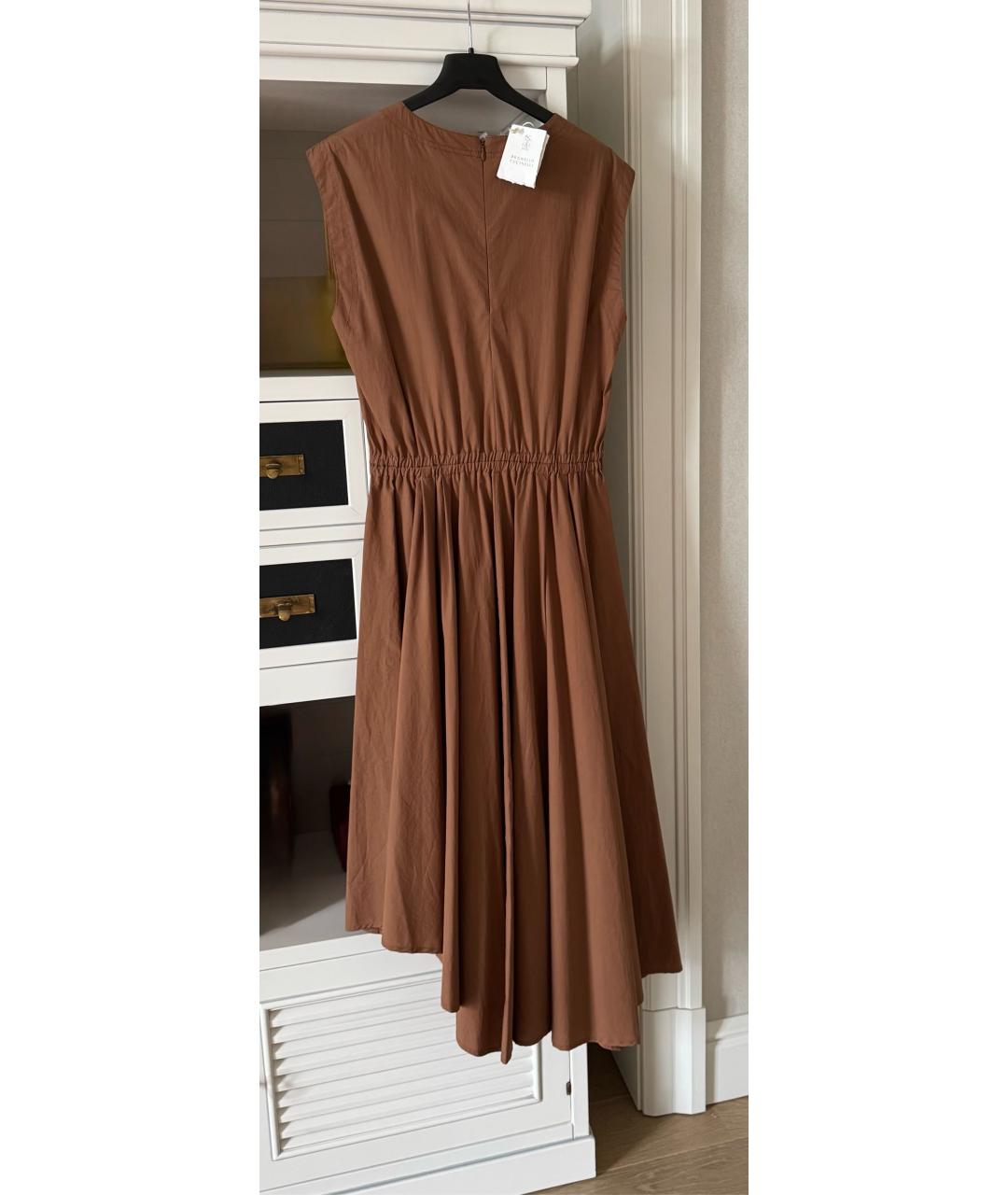 BRUNELLO CUCINELLI Коричневое хлопковое коктейльное платье, фото 2
