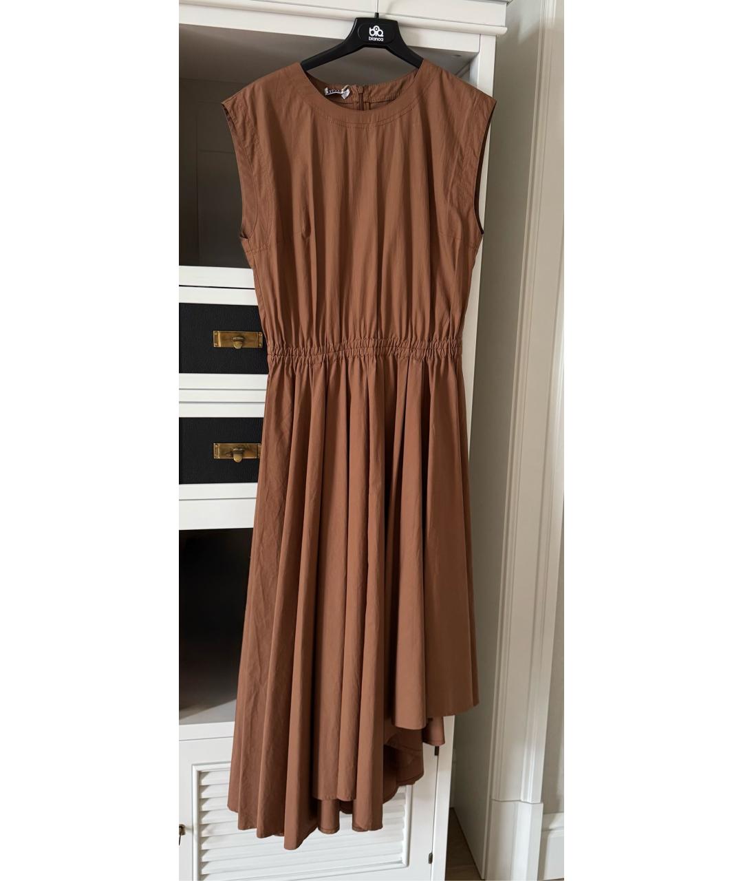 BRUNELLO CUCINELLI Коричневое хлопковое коктейльное платье, фото 5