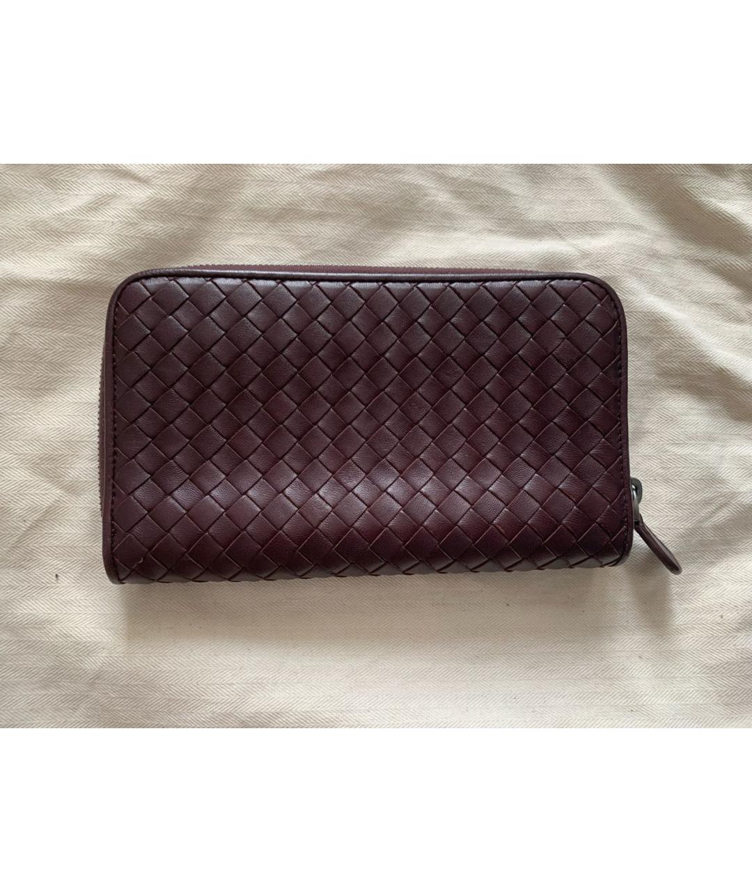 BOTTEGA VENETA Бордовый кожаный кошелек, фото 8