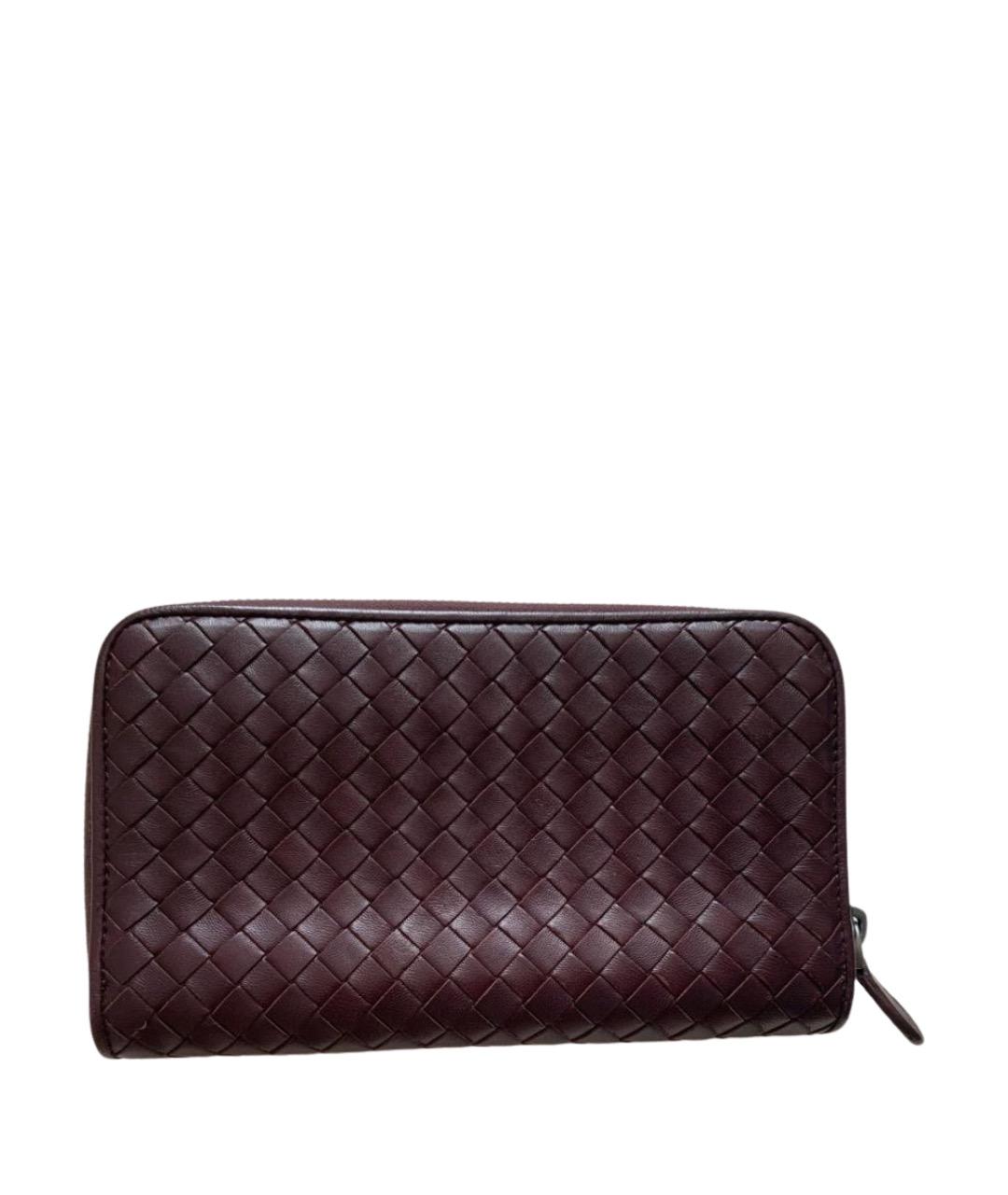 BOTTEGA VENETA Бордовый кожаный кошелек, фото 1