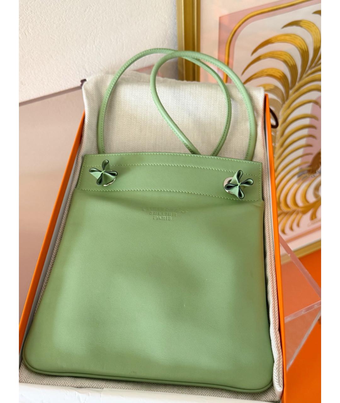 HERMES Салатовая кожаная сумка через плечо, фото 4