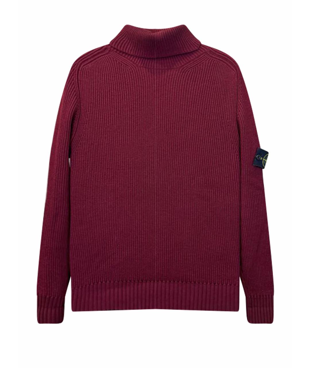 STONE ISLAND Бордовая шерстяная водолазка, фото 1