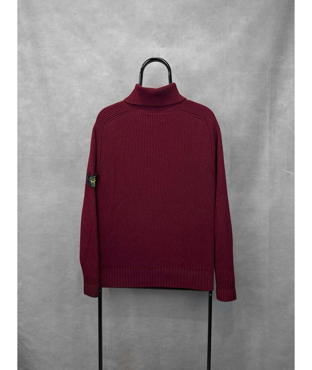 STONE ISLAND Бордовая шерстяная водолазка, фото 2