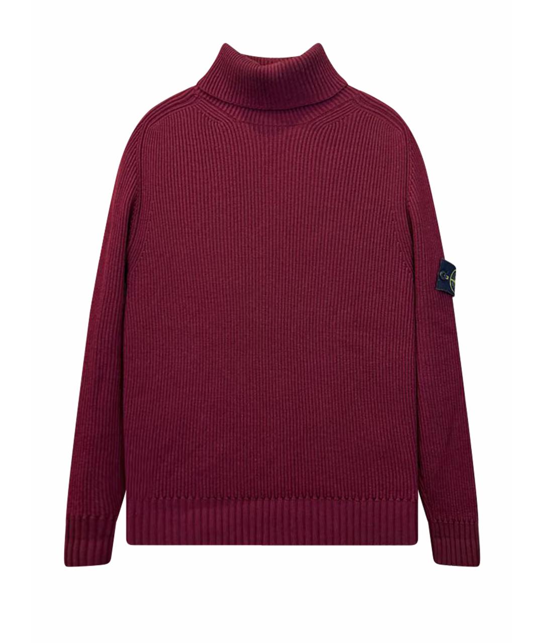 STONE ISLAND Бордовая шерстяная водолазка, фото 9