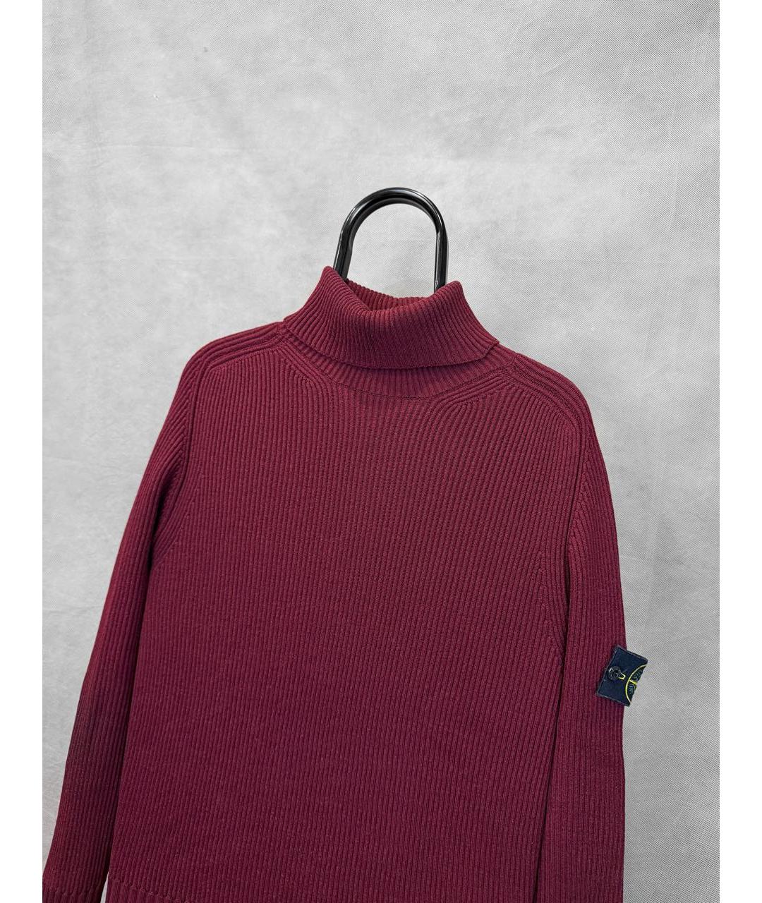 STONE ISLAND Бордовая шерстяная водолазка, фото 6