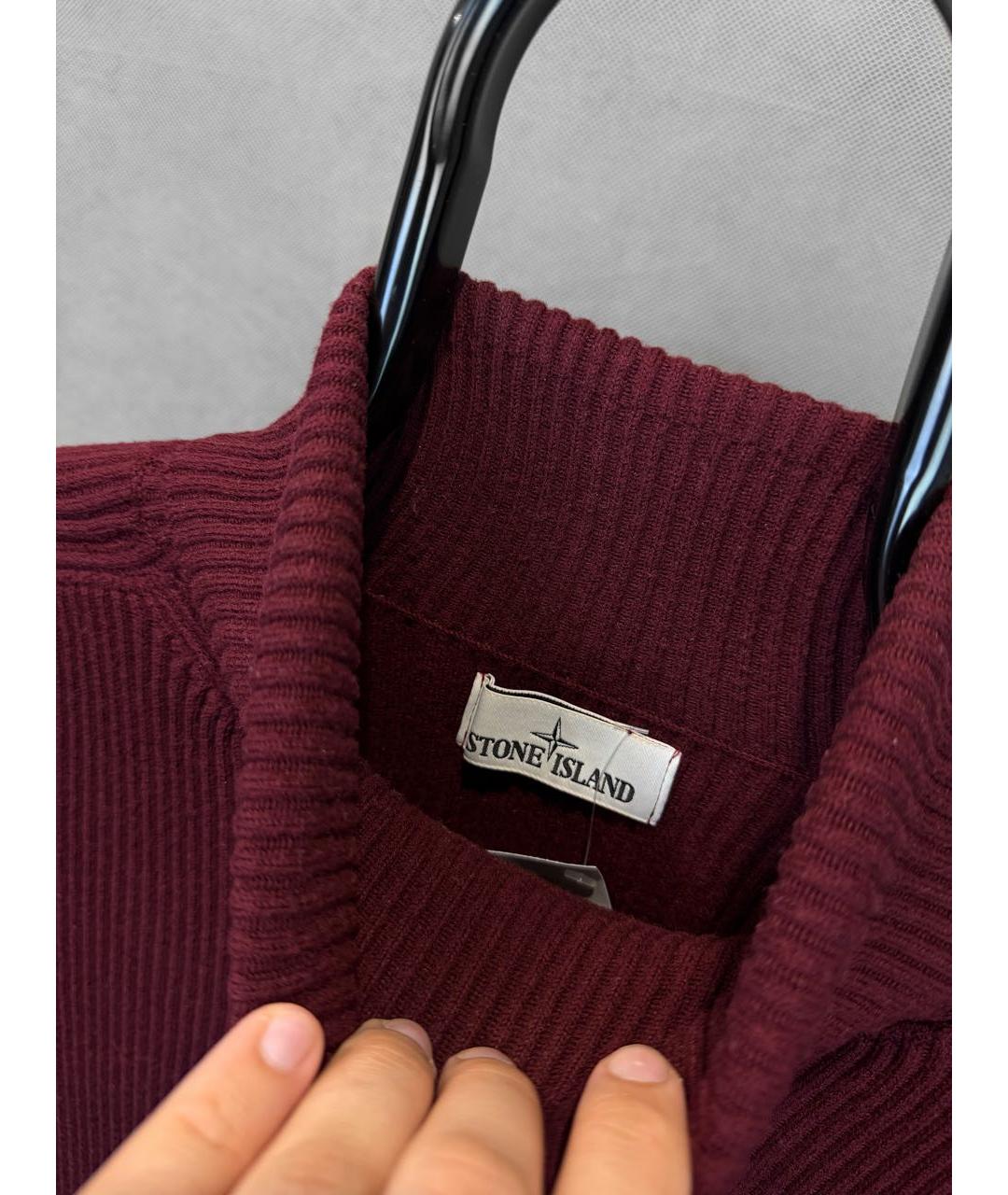STONE ISLAND Бордовая шерстяная водолазка, фото 3