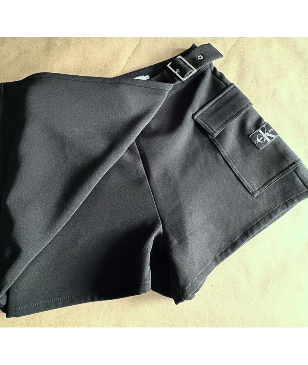 CALVIN KLEIN Черная полиэстеровая юбка-шорты, фото 3