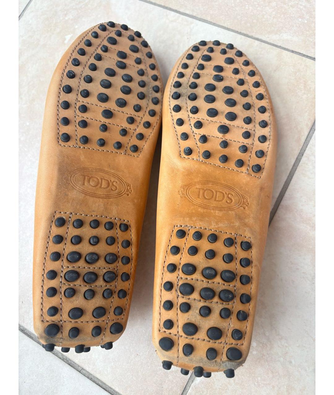 TOD'S Бежевые кожаные мокасины, фото 5