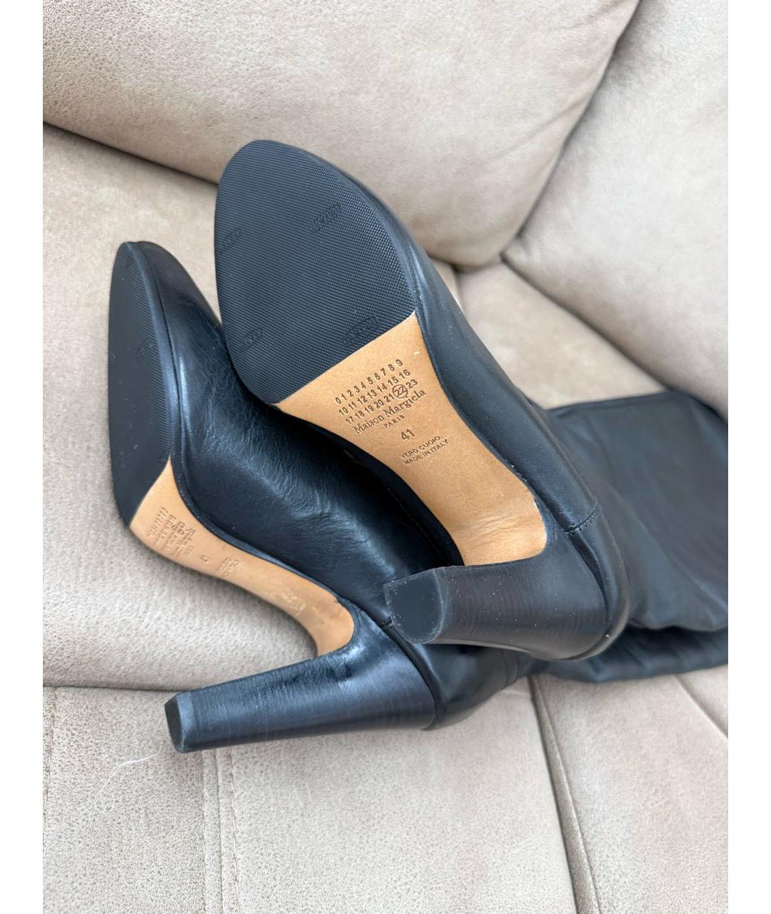 MAISON MARGIELA Черные кожаные сапоги, фото 4
