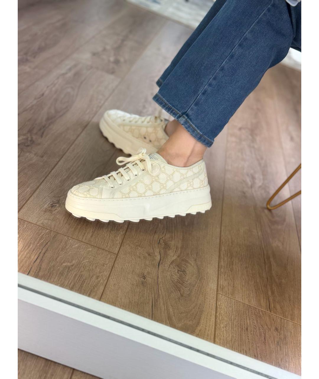 GUCCI Бежевые кеды, фото 7