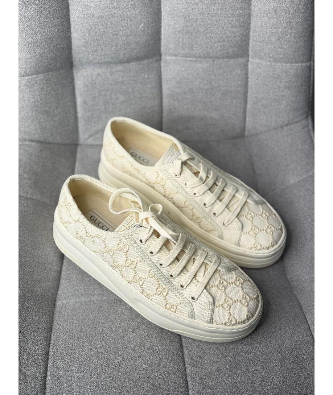 GUCCI Бежевые кеды, фото 4