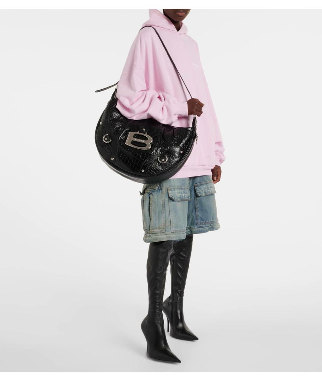 BALENCIAGA Черная кожаная сумка через плечо, фото 6