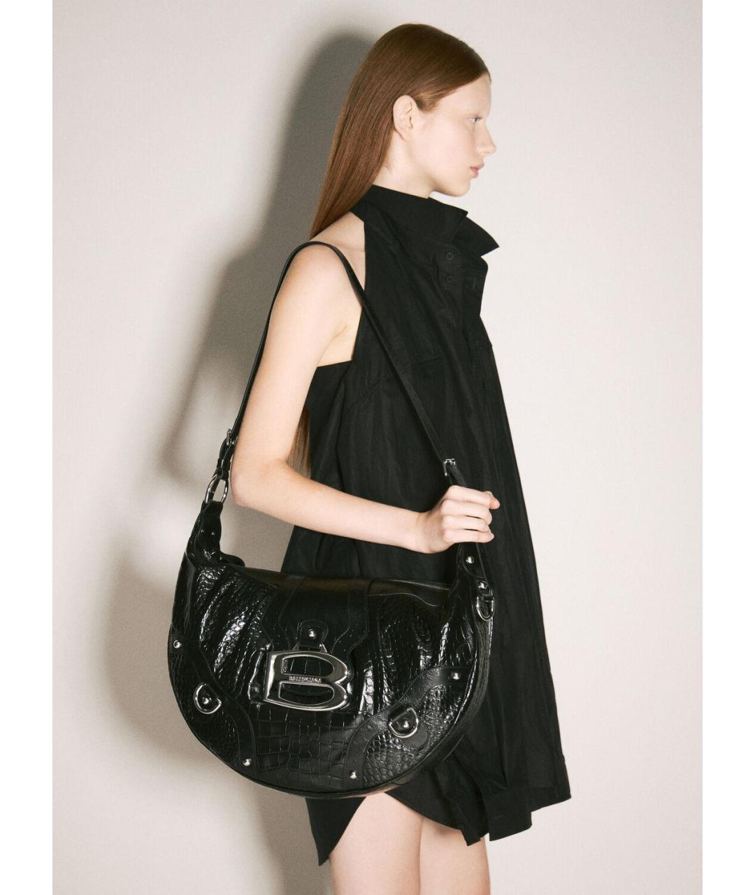 BALENCIAGA Черная кожаная сумка через плечо, фото 5