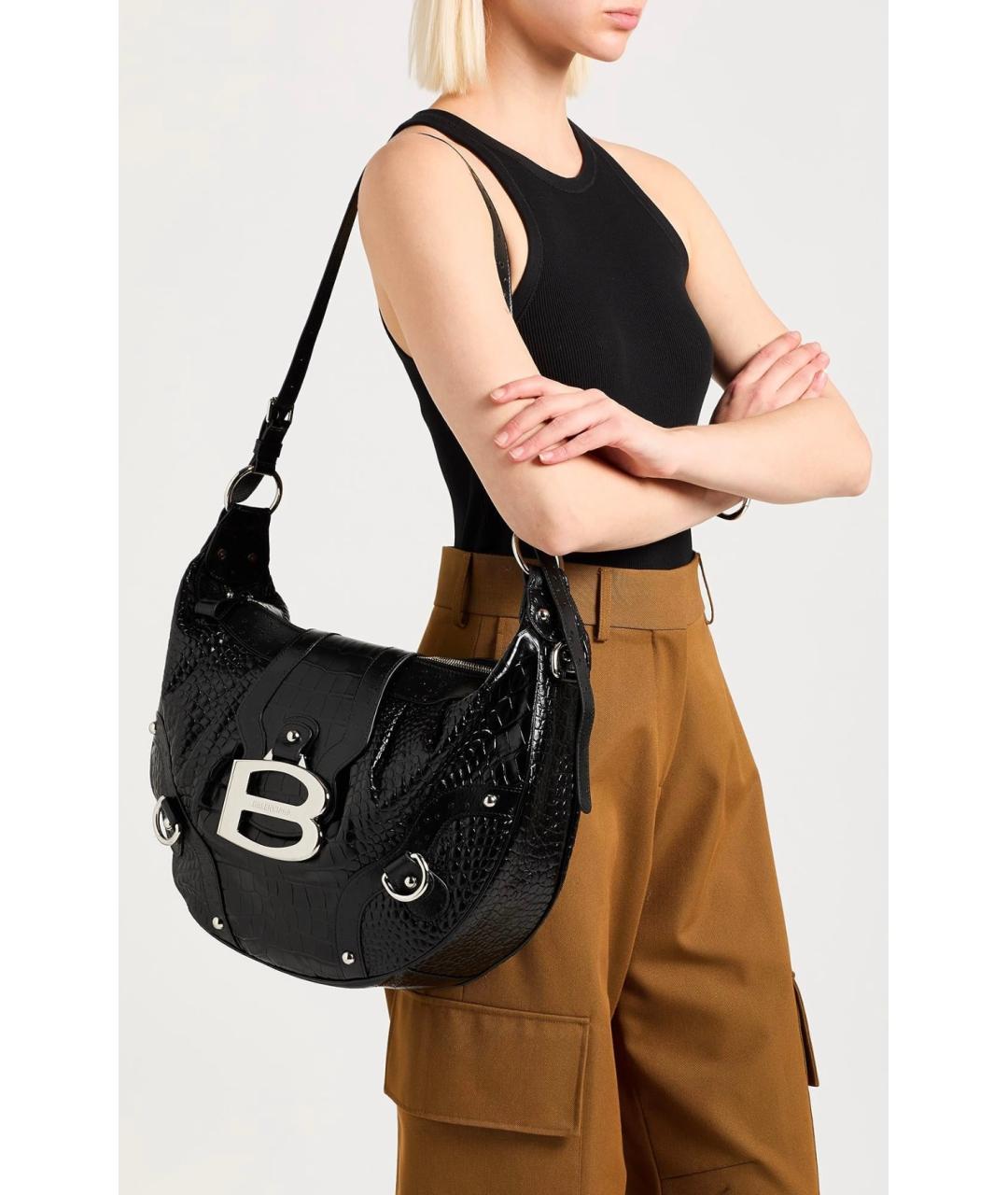 BALENCIAGA Черная кожаная сумка через плечо, фото 3
