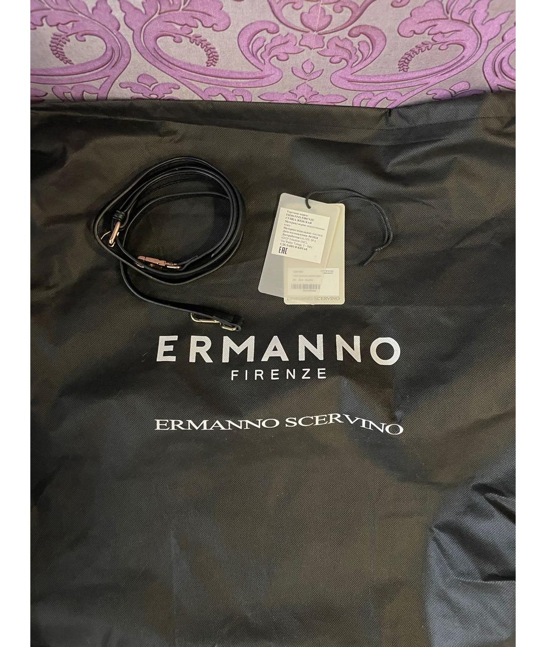 ERMANNO FIRENZE Черная сумка с короткими ручками из искусственной кожи, фото 6