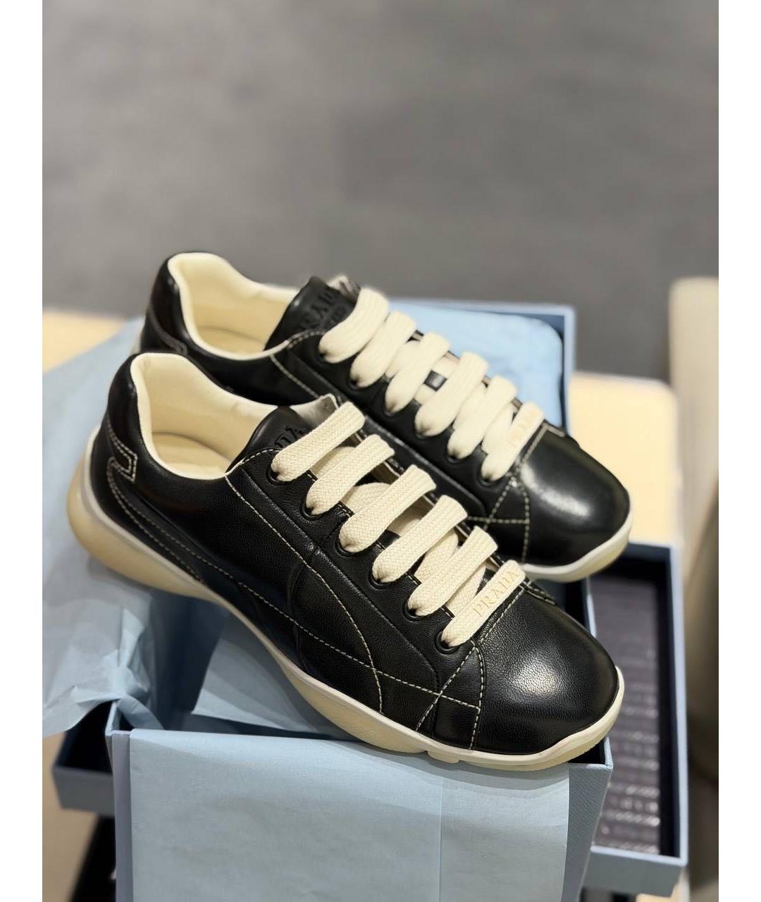 PRADA Черные кожаные кеды, фото 3