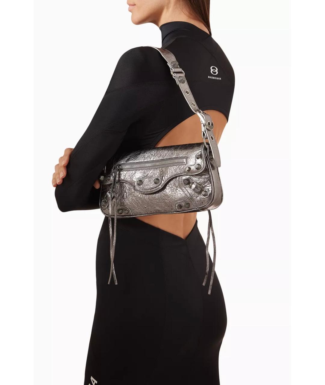 BALENCIAGA Серебряная кожаная сумка через плечо, фото 4