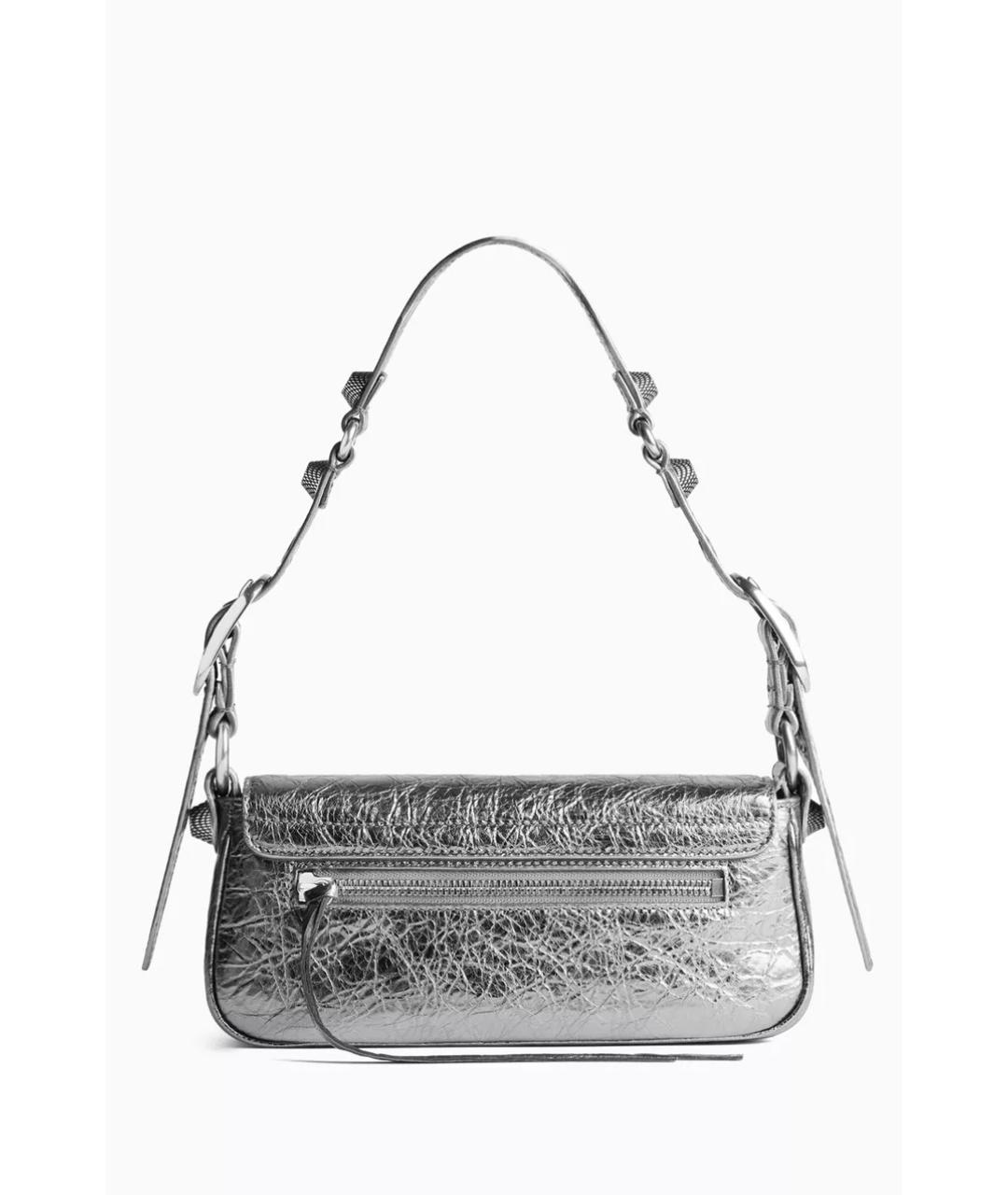 BALENCIAGA Серебряная кожаная сумка через плечо, фото 9