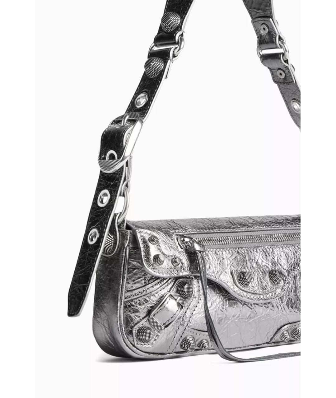 BALENCIAGA Серебряная кожаная сумка через плечо, фото 5