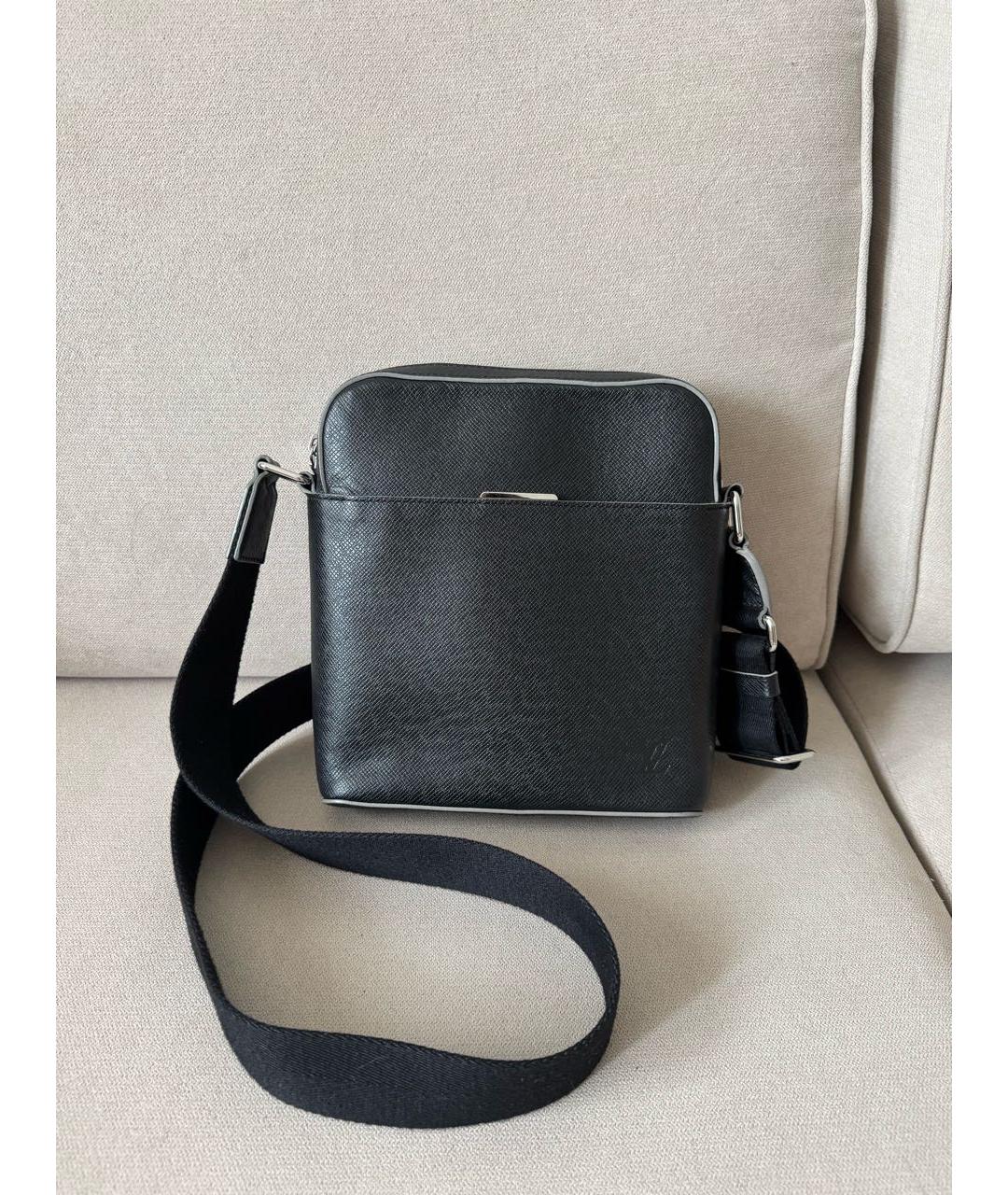 LOUIS VUITTON Черная кожаная сумка на плечо, фото 8