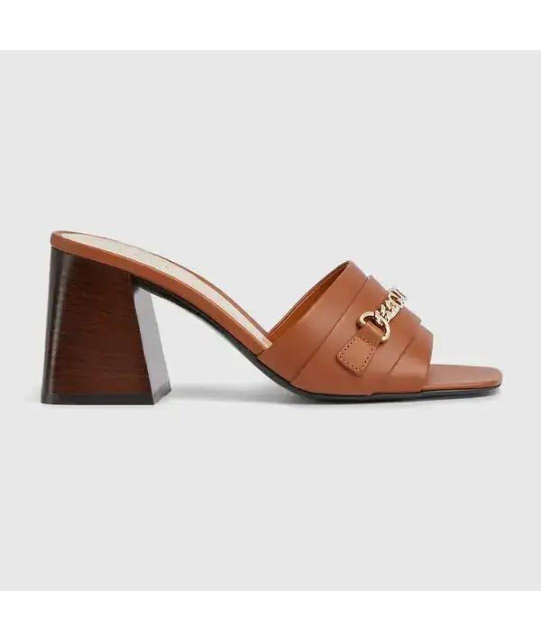 GUCCI Коричневые кожаные мюли, фото 9
