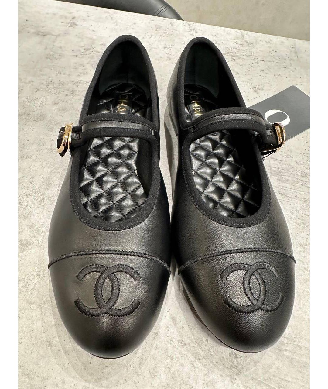 CHANEL Черные кожаные туфли, фото 2