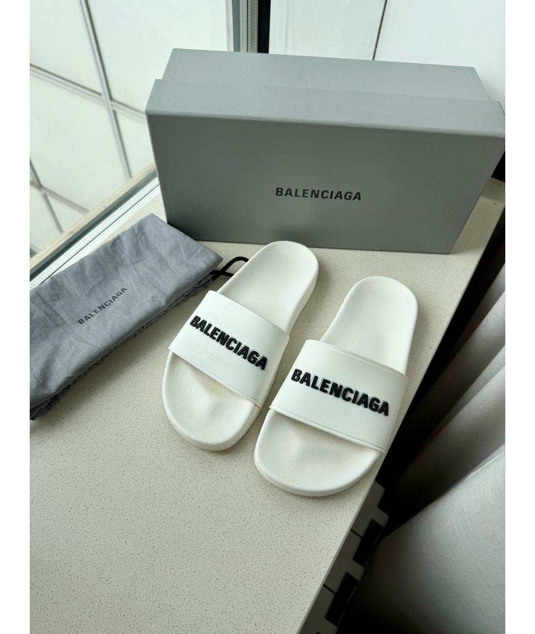 BALENCIAGA Белые резиновые шлепанцы, фото 3
