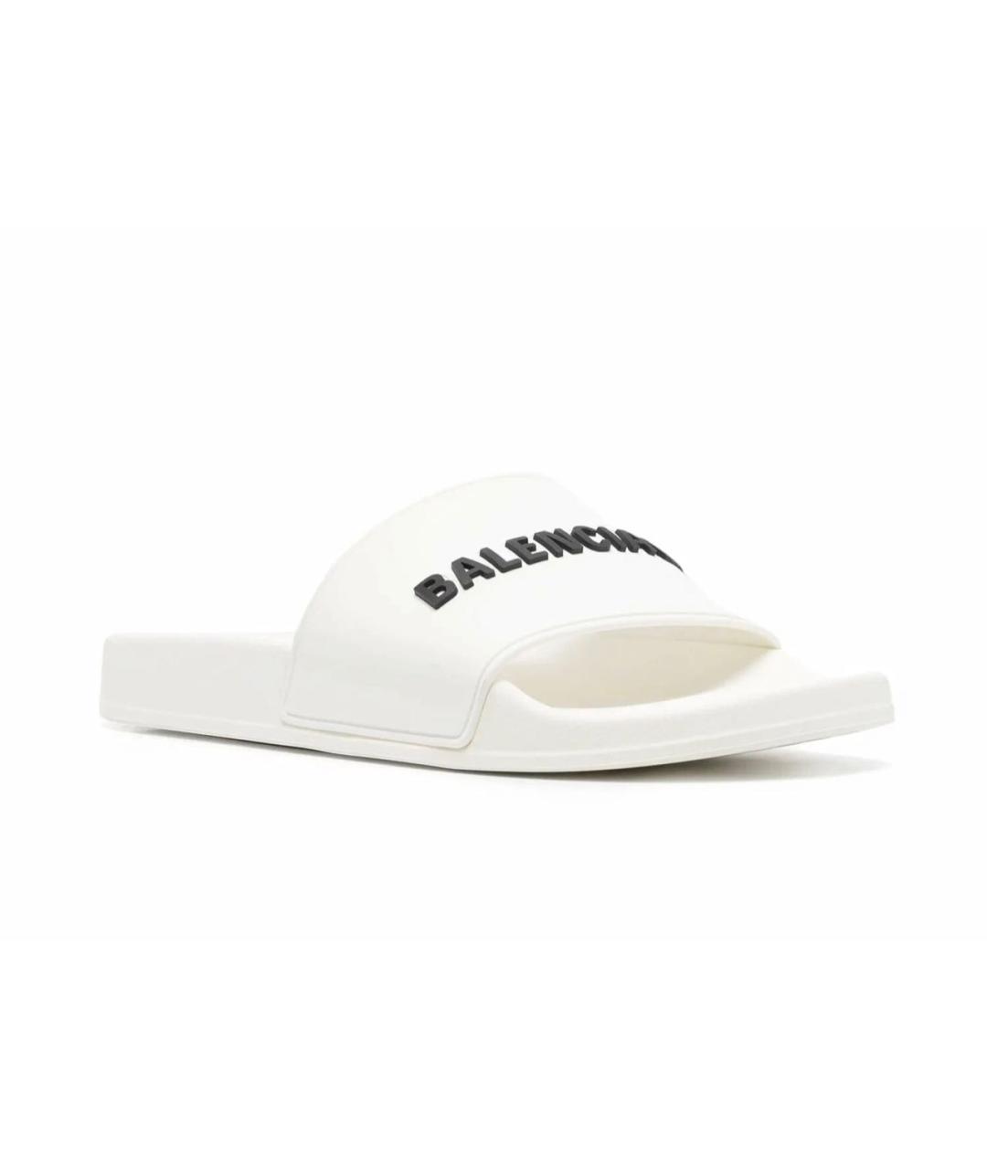 BALENCIAGA Белые резиновые шлепанцы, фото 2