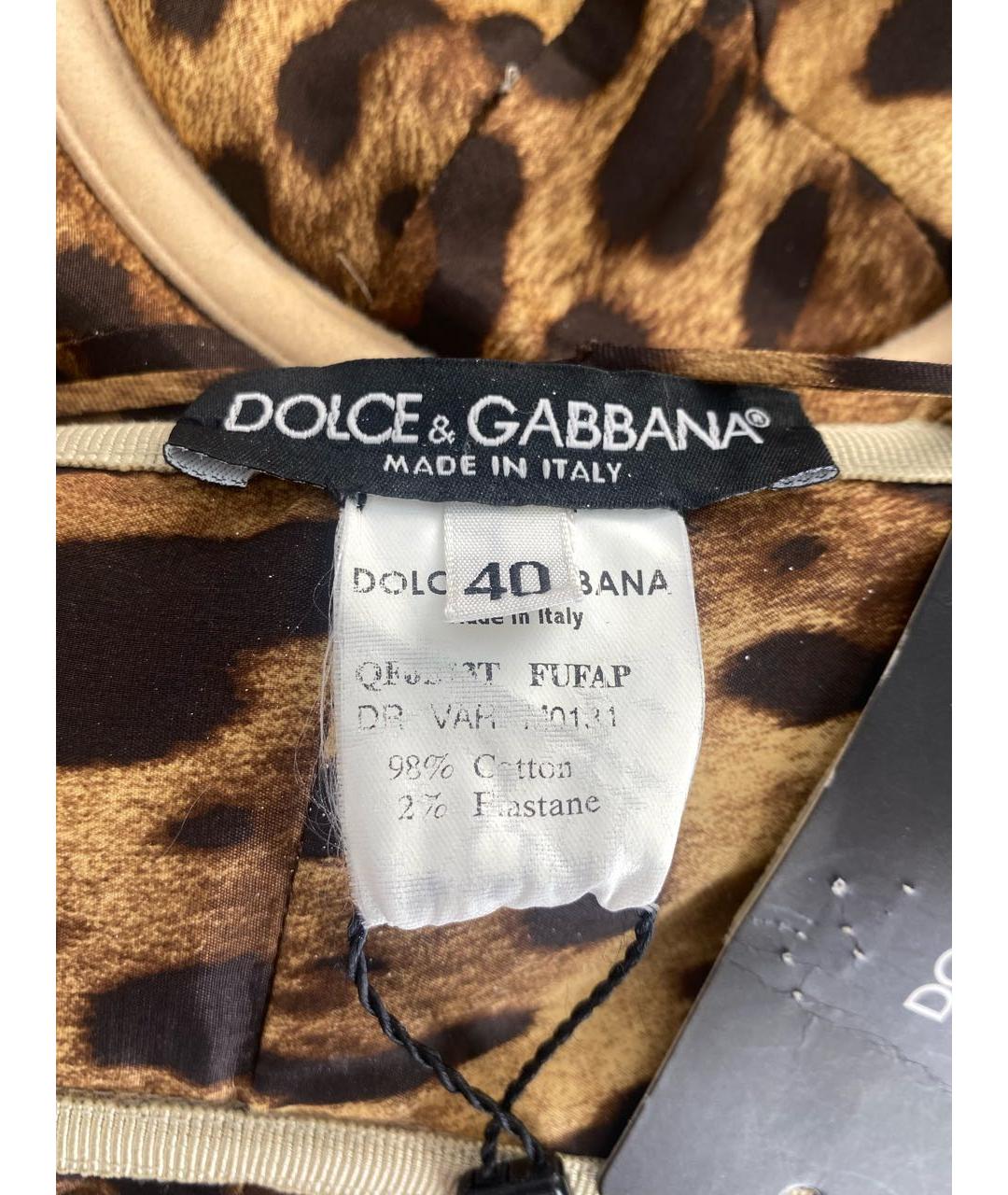DOLCE&GABBANA Бежевое хлопко-эластановое коктейльное платье, фото 7