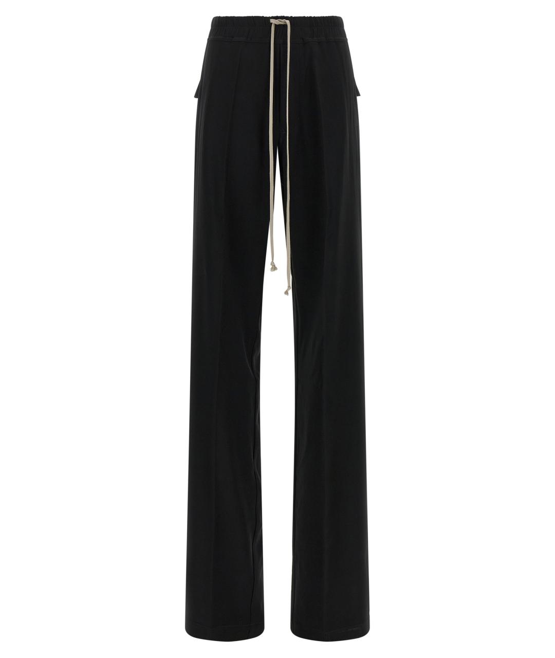 RICK OWENS Черные вискозные прямые брюки, фото 1