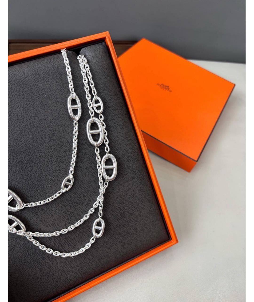 HERMES Белое серебряное колье, фото 2
