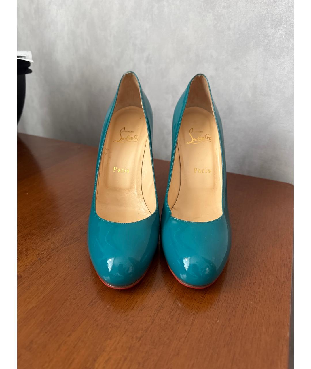 CHRISTIAN LOUBOUTIN Бирюзовые туфли из лакированной кожи, фото 2