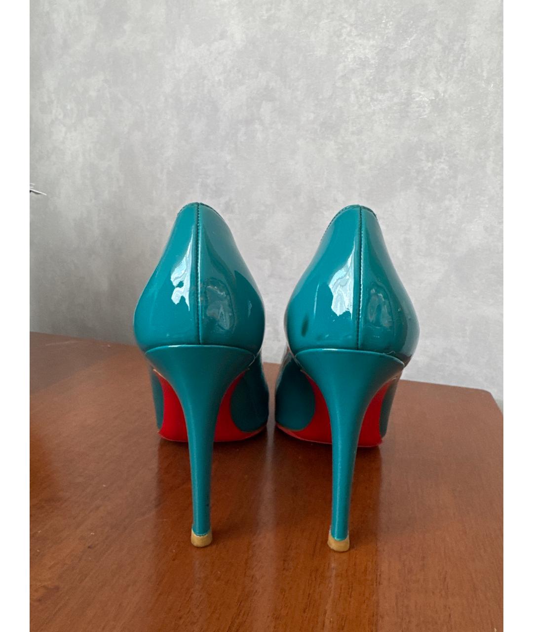 CHRISTIAN LOUBOUTIN Бирюзовые туфли из лакированной кожи, фото 4