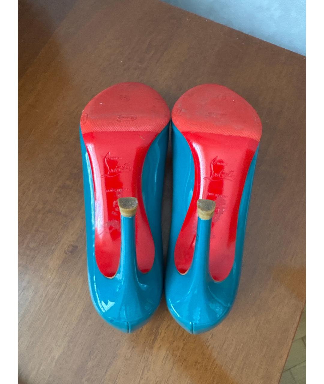 CHRISTIAN LOUBOUTIN Бирюзовые туфли из лакированной кожи, фото 5