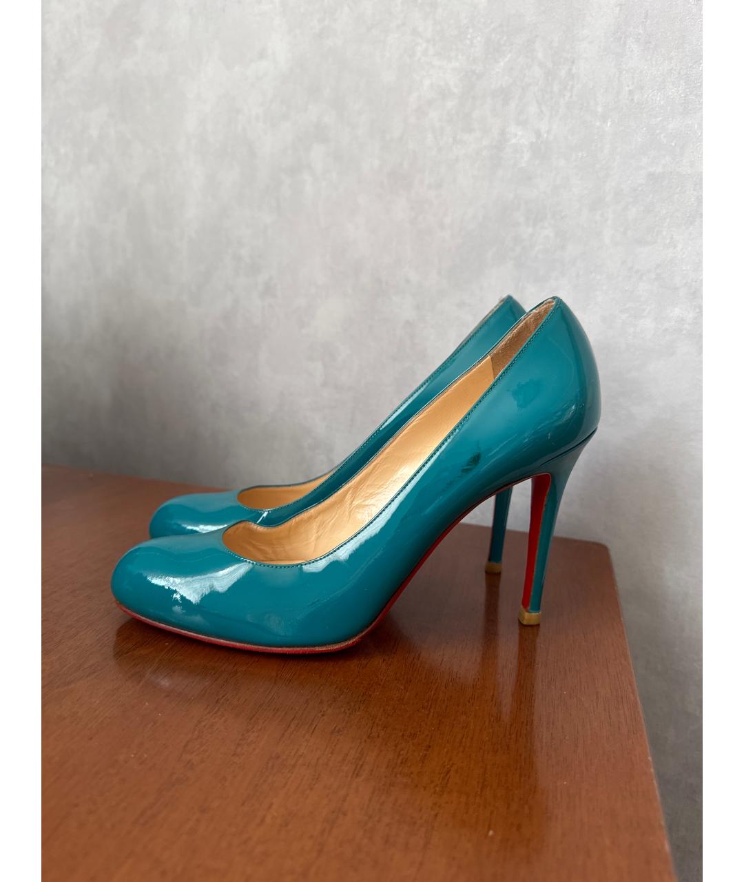 CHRISTIAN LOUBOUTIN Бирюзовые туфли из лакированной кожи, фото 6