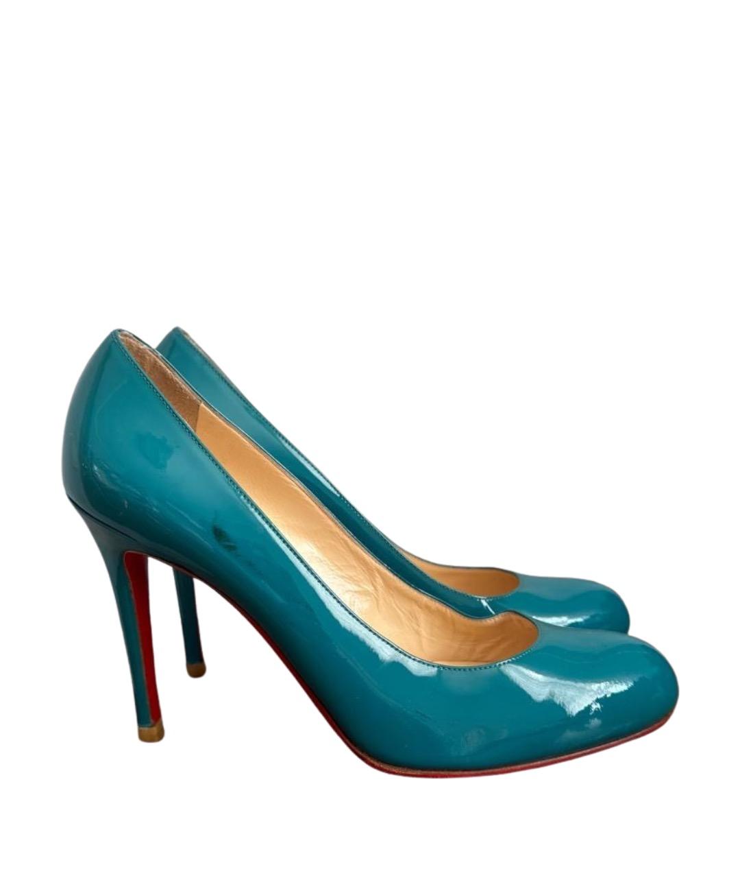 CHRISTIAN LOUBOUTIN Бирюзовые туфли из лакированной кожи, фото 1