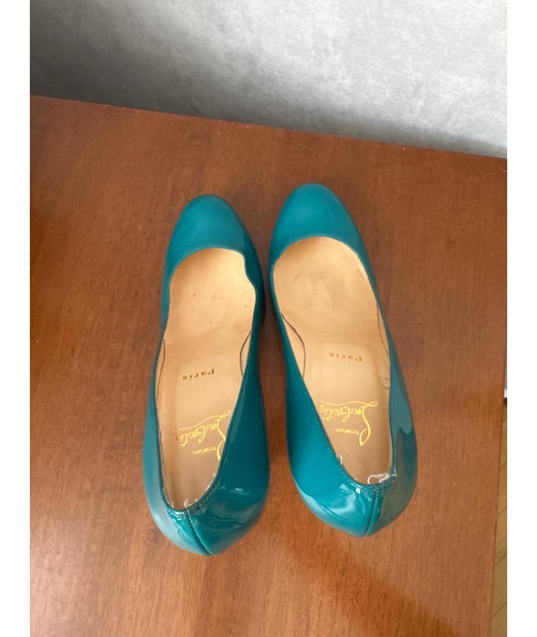 CHRISTIAN LOUBOUTIN Бирюзовые туфли из лакированной кожи, фото 3