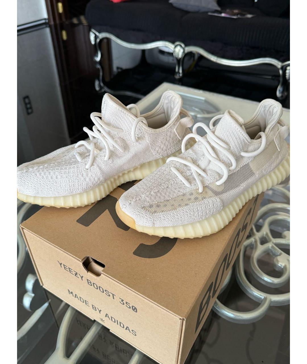 ADIDAS YEEZY Белые текстильные низкие кроссовки / кеды, фото 5