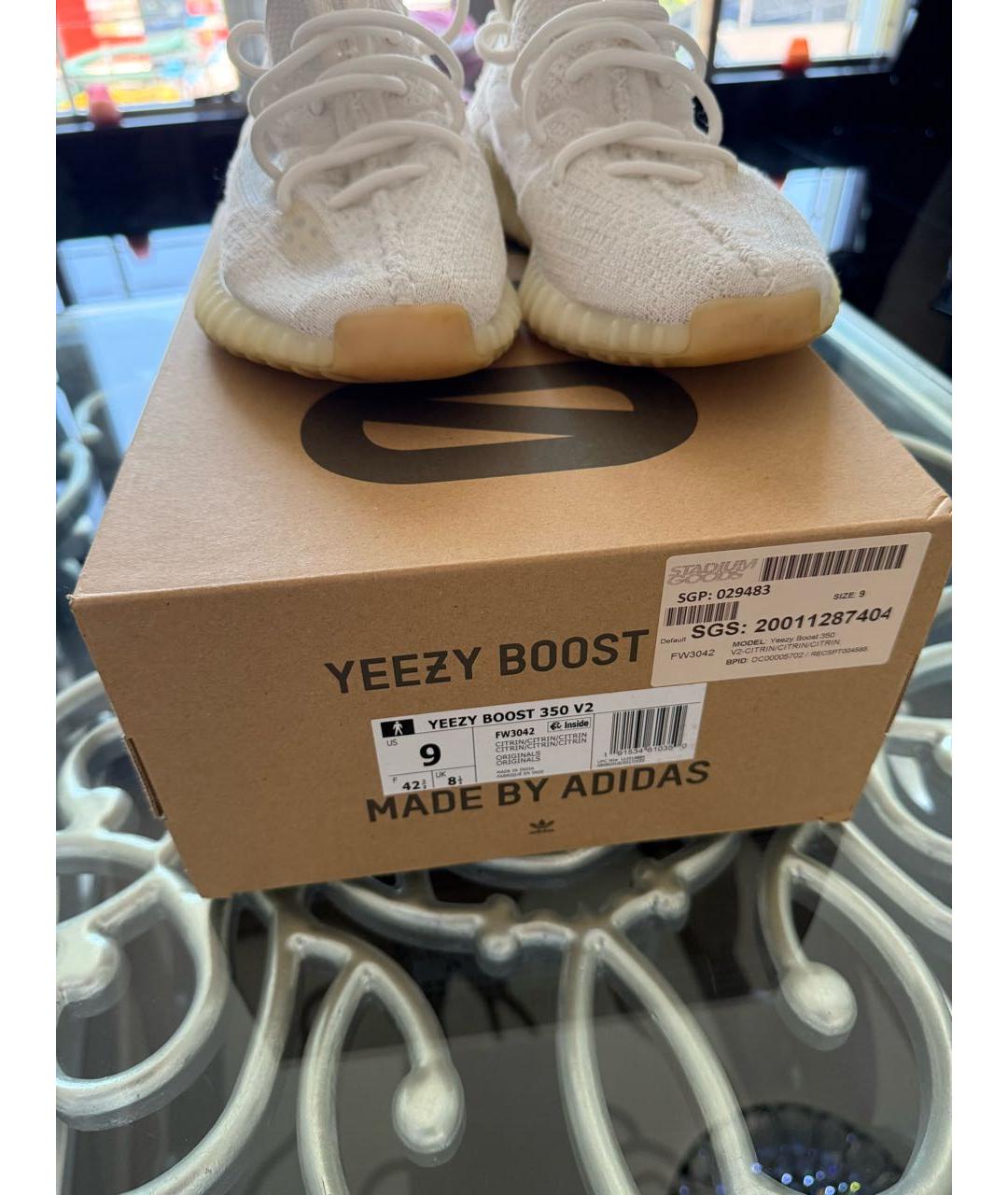 ADIDAS YEEZY Белые текстильные низкие кроссовки / кеды, фото 6