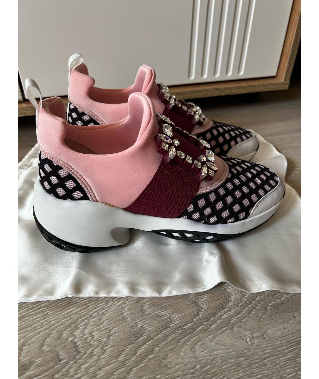 ROGER VIVIER Розовые текстильные кроссовки, фото 9