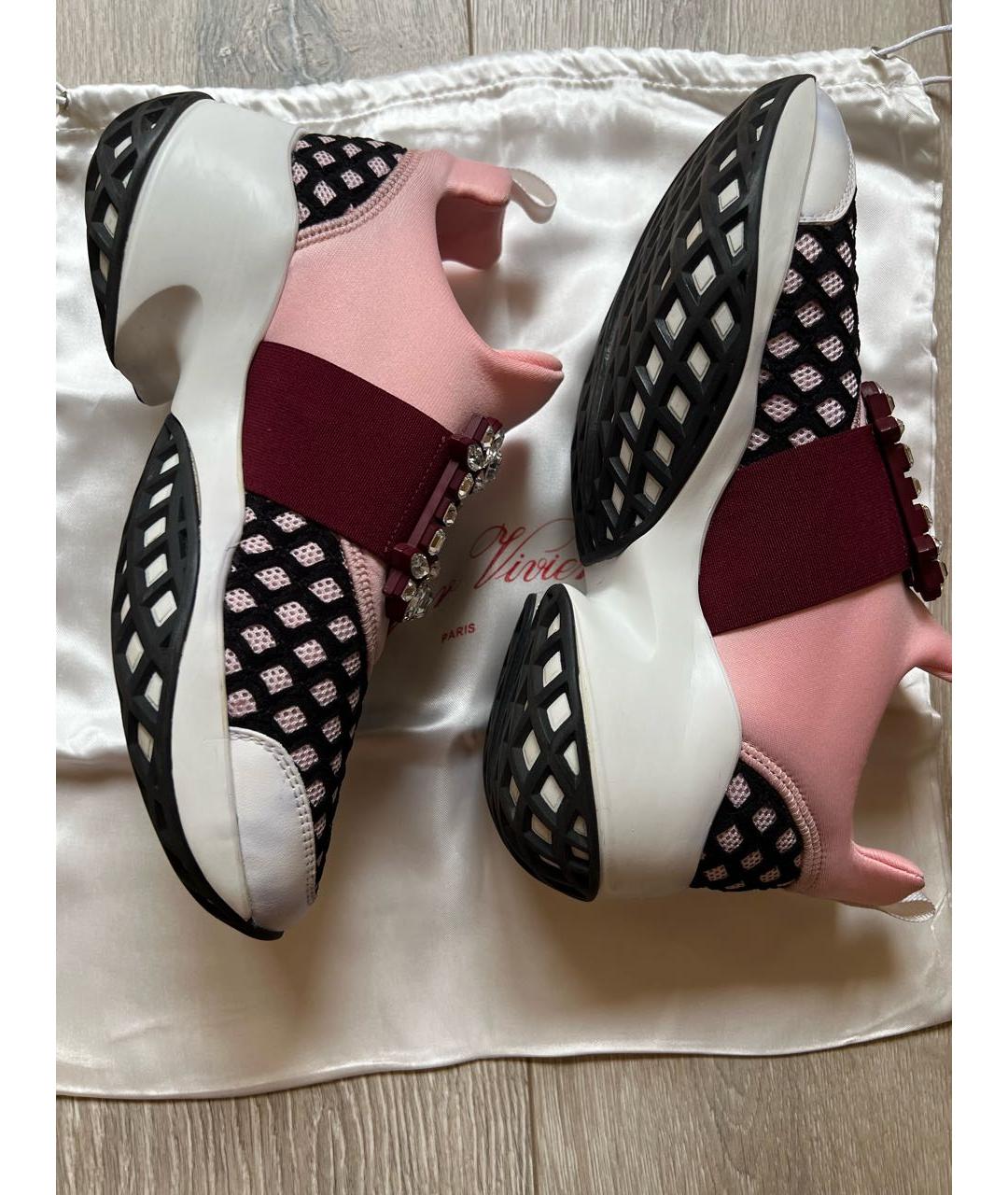 ROGER VIVIER Розовые текстильные кроссовки, фото 7