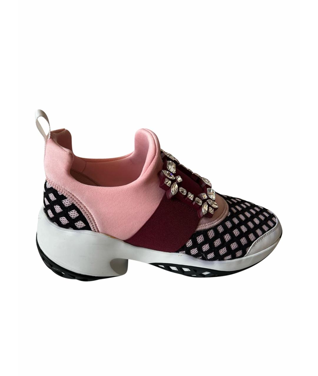 ROGER VIVIER Розовые текстильные кроссовки, фото 1