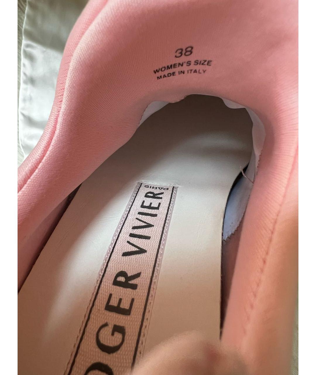 ROGER VIVIER Розовые текстильные кроссовки, фото 6