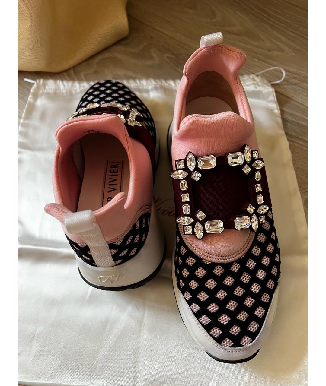 ROGER VIVIER Розовые текстильные кроссовки, фото 5