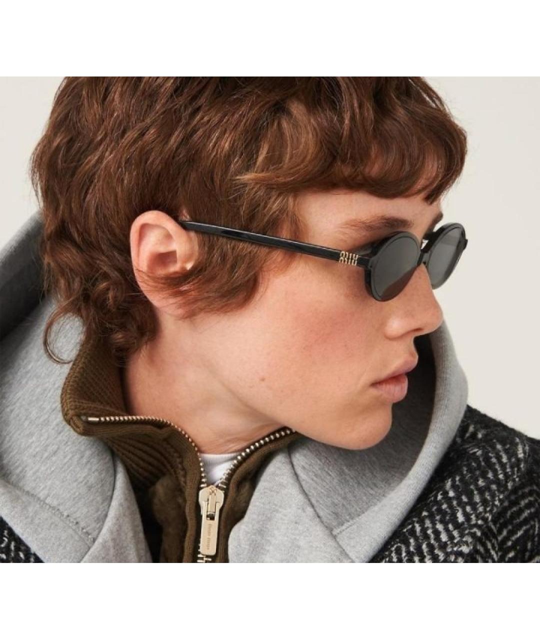 MIU MIU Черные пластиковые солнцезащитные очки, фото 5