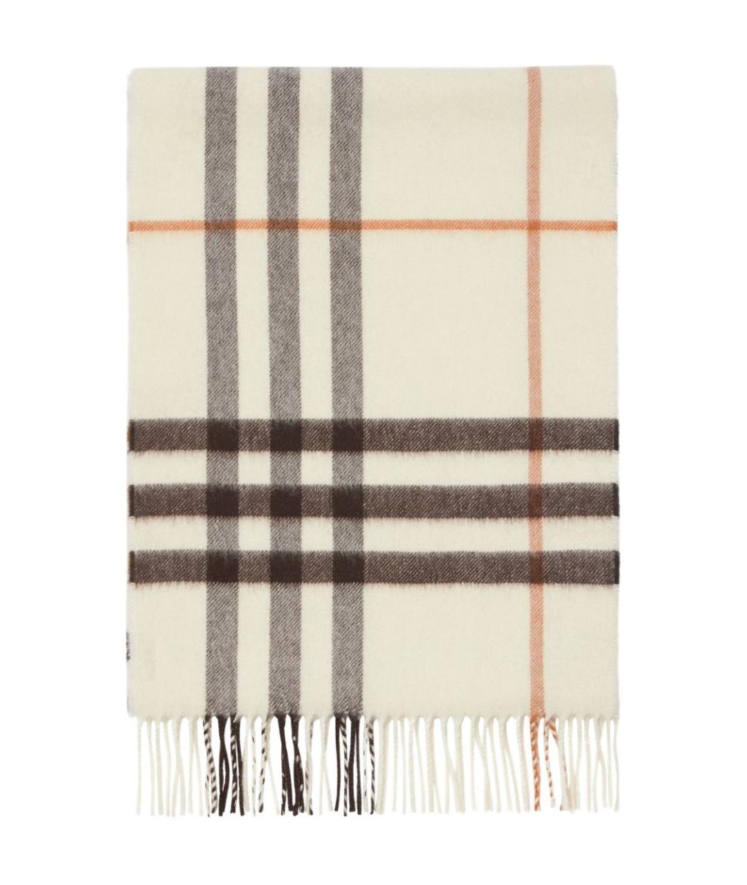 BURBERRY Белый кашемировый шарф, фото 2