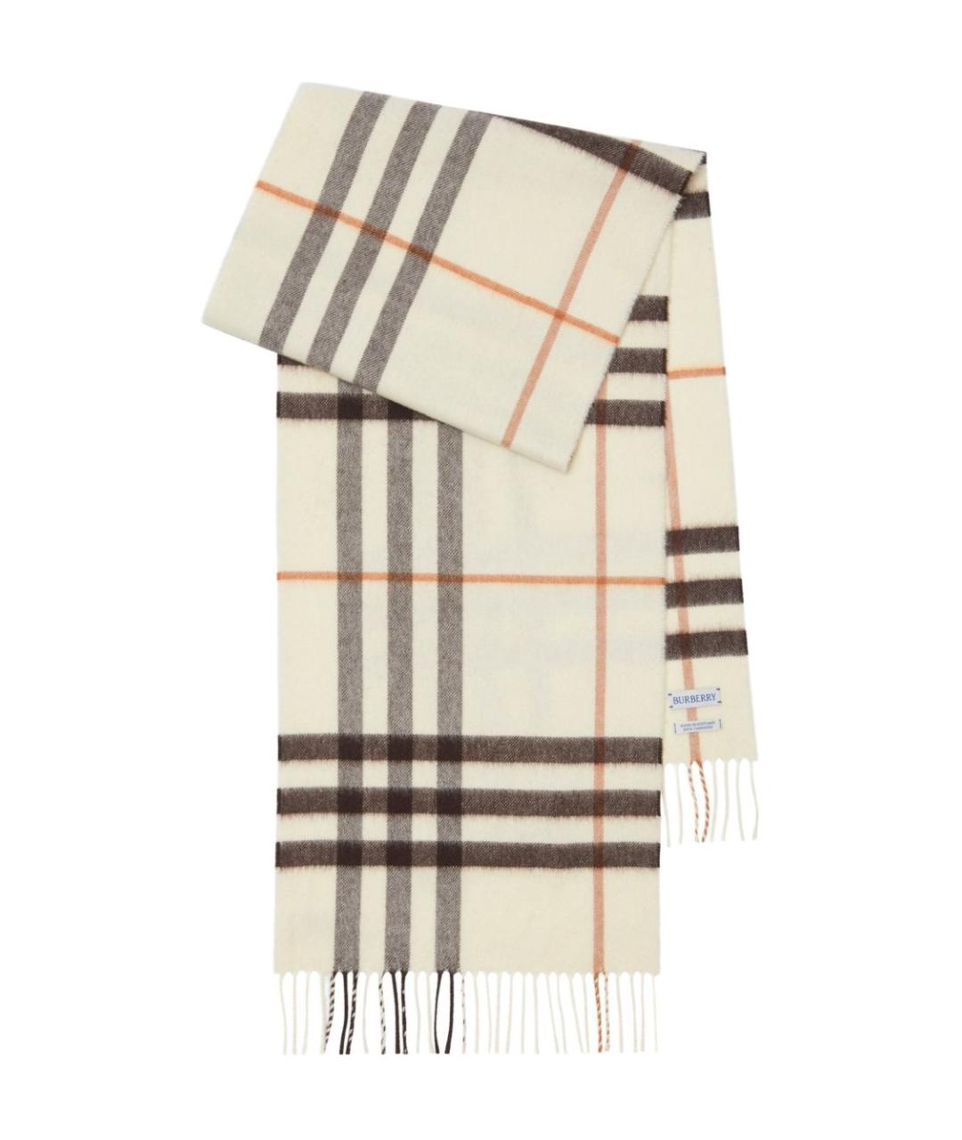 BURBERRY Белый кашемировый шарф, фото 1
