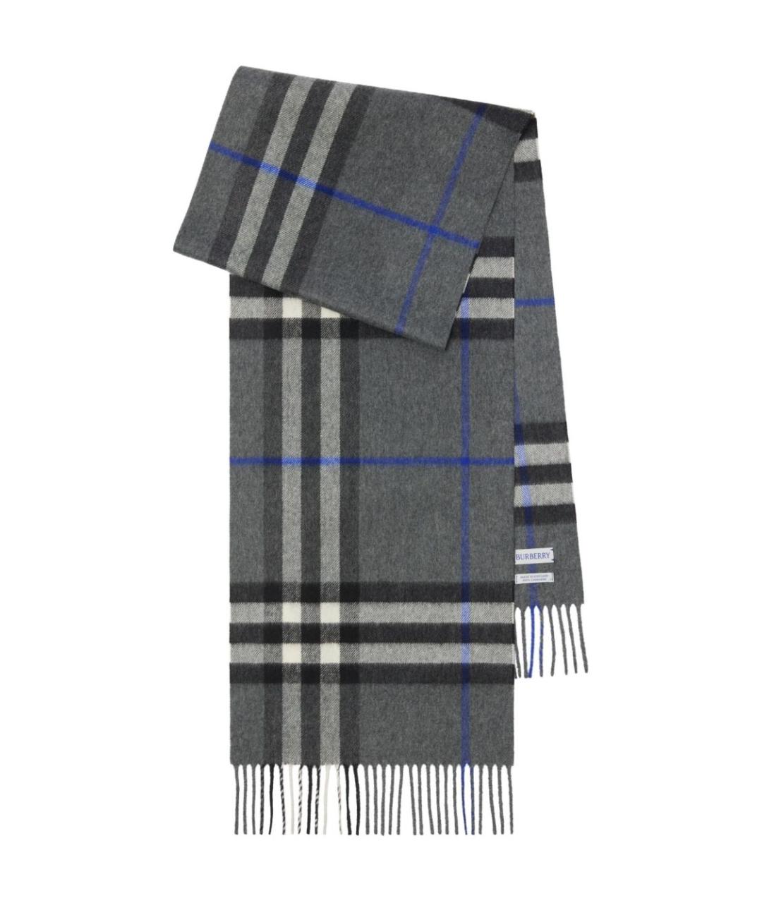 BURBERRY Серый кашемировый шарф, фото 5