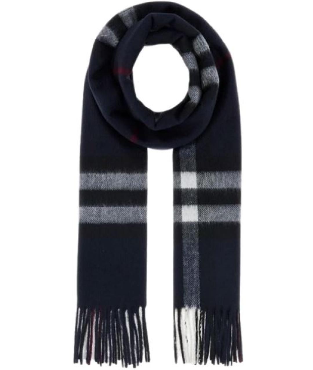BURBERRY Синий шерстяной шарф, фото 1